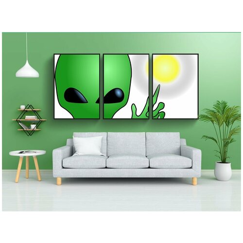 фото Набор модулных постеров для интерьера "внеземной, голова, лицо" 60x90 см. в тубусе, без рамки lotsprints