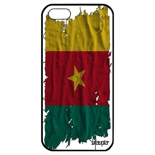 фото Красивый чехол для // apple iphone 5 5s se (2016) // "флаг камеруна на ткани" страна государственный, utaupia, белый