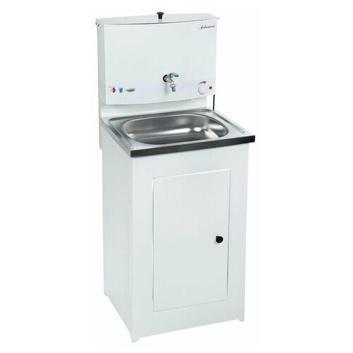 Дачный умывальник с подогревом Акватекс (белый, стальная раковина)