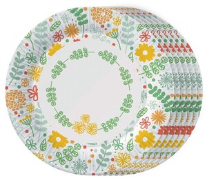 Фото Набор одноразовых бумажных тарелок Желтые цветы, 6 шт d=180 мм ND Play