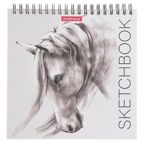 ErichKrause Альбом для эскизов 170 х 170 мм, 40 листов на гребне Wild Horse, обложка мелованный картон 190 г/м2, жёсткая подложка, блок 120 г/м2