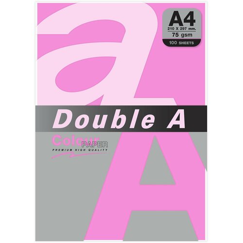 Бумага цветная DOUBLE A А4 75 гм2 100 л неон розовая 621₽