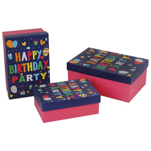фото Набор коробок с днем рождения! (яркие буквы), 23*16*10 см, 3 шт. дон баллон