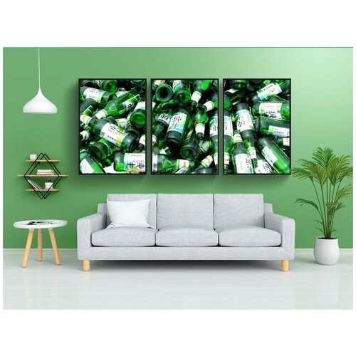 фото Набор модулных постеров для интерьера "бутылка, бутылки, пиво" 60x90 см. в тубусе, без рамки lotsprints