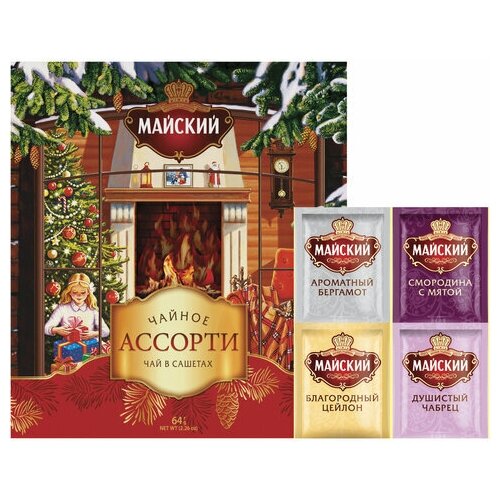 фото Чай майский "ассорти праздничные традиции", набор 30 пакетиков по 2г, ассорти, ш/к 54601, 100797