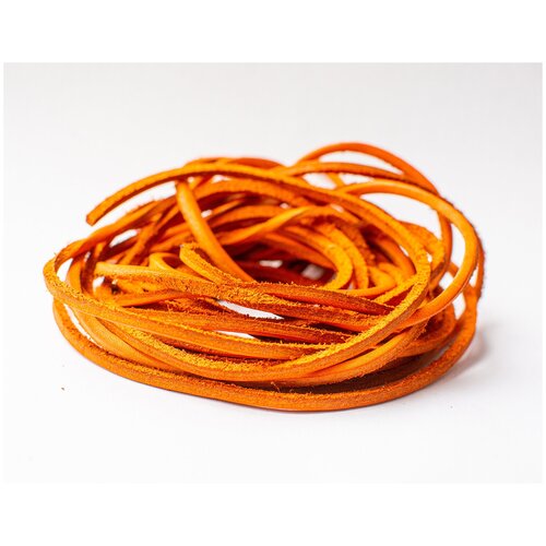 Кожаный шнурок Rekoy полоска 3*3 мм, 120 см, 5 шт., оранжевый