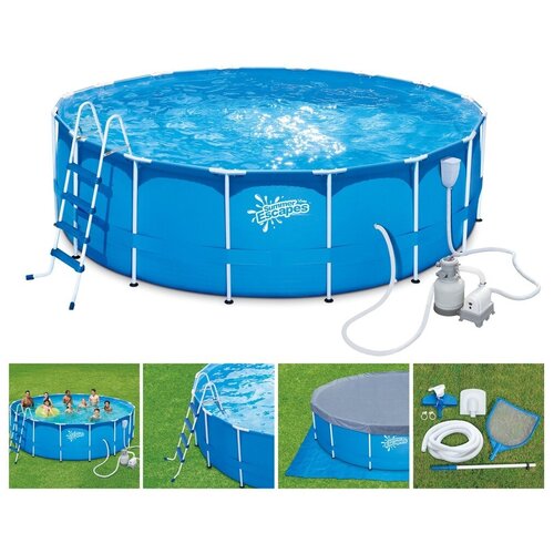 Polygroup, P20-1248- S, Каркасный бассейн 366х122см, 10685л, пес. филнасос 4100л/ч, лестн, тент, подст, наб. д./чист ским.