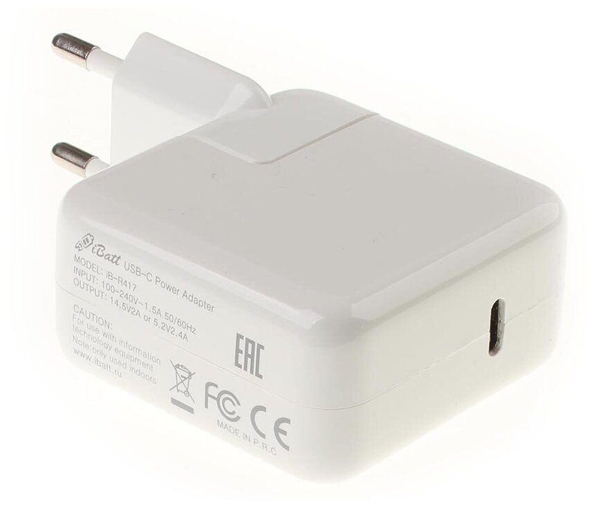 Блок питания (зарядка, сетевой адаптер) для ноутбука Apple MacBook 14.5V 2A 29W штекер: USB-C