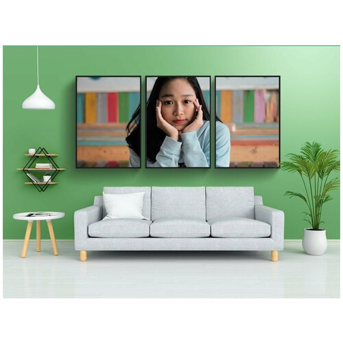 фото Набор модулных постеров для интерьера "женщина, модель, лицо" 60x90 см. в тубусе, без рамки lotsprints