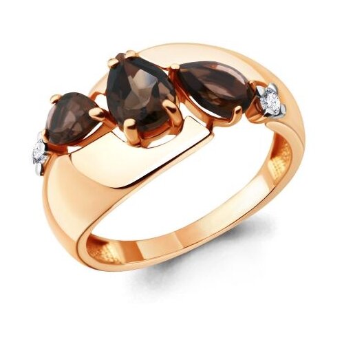 фото Кольцо из золочёного серебра aquamarine а6590801-п с фианитом и раухтопазом diamant-online