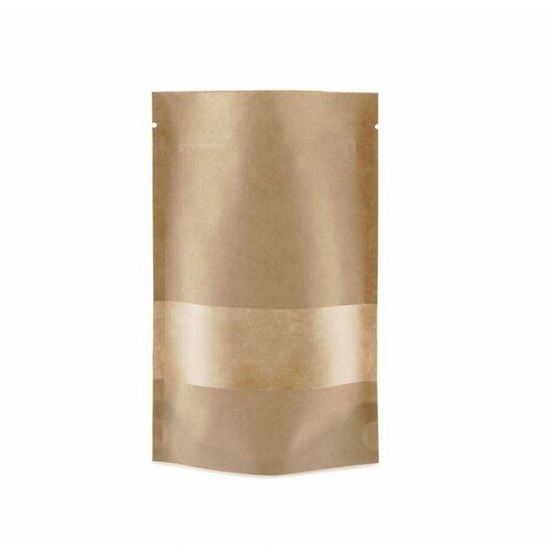 Пакет дой-пак бумажный 160х250 мм. с ЗИП замком и прозрачным окном 40 мм.