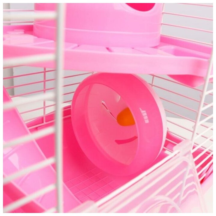 Клетка для грызунов укомплектованная, 27 х 19 х 28 см, розовая - фотография № 16