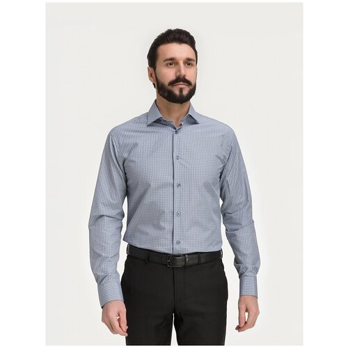 фото Рубашка мужская длинный рукав greg 325/119/1660/z_gb, полуприталенный силуэт / regular fit, цвет серый, рост 174-184, размер ворота 40