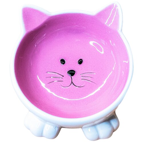 КерамикАрт миска керамическая для кошек Мордочка кошки на ножках 100 мл, желтая