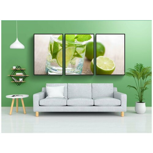 фото Набор модулных постеров для интерьера "лимон, напитки, стекло" 60x90 см. в тубусе, без рамки lotsprints