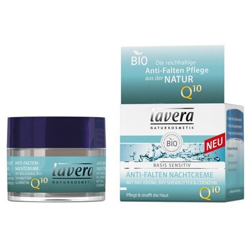 Крем ночной против морщин с коэнзимом Q10 Lavera 50 мл lavera basis sensitive anti ageing moisturizing cream q10 био крем для лица увлажняющий с коэнзимом q10 50 мл