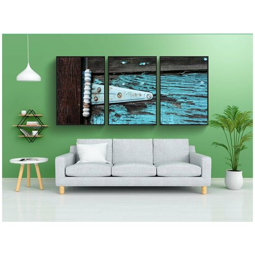 фото Набор модулных постеров для интерьера "старый сарай петля, старые двери, старая краска" 60x90 см. в тубусе, без рамки lotsprints