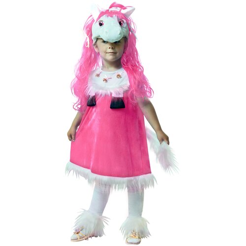 фото Карнавальный костюм для детей элит классик пони розовый для девочки, 30 (122 см) elite classic