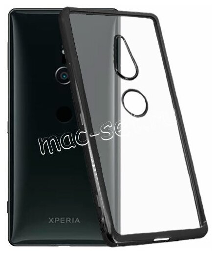 Силиконовый чехол для Sony Xperia XZ2 / XZ2 Dual прозрачный с черным ободком