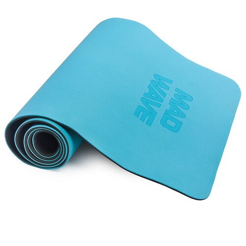 Коврик для йоги Mad Wave Yoga Mat TPE double layer - Голубой, 183*61*0.6 cm