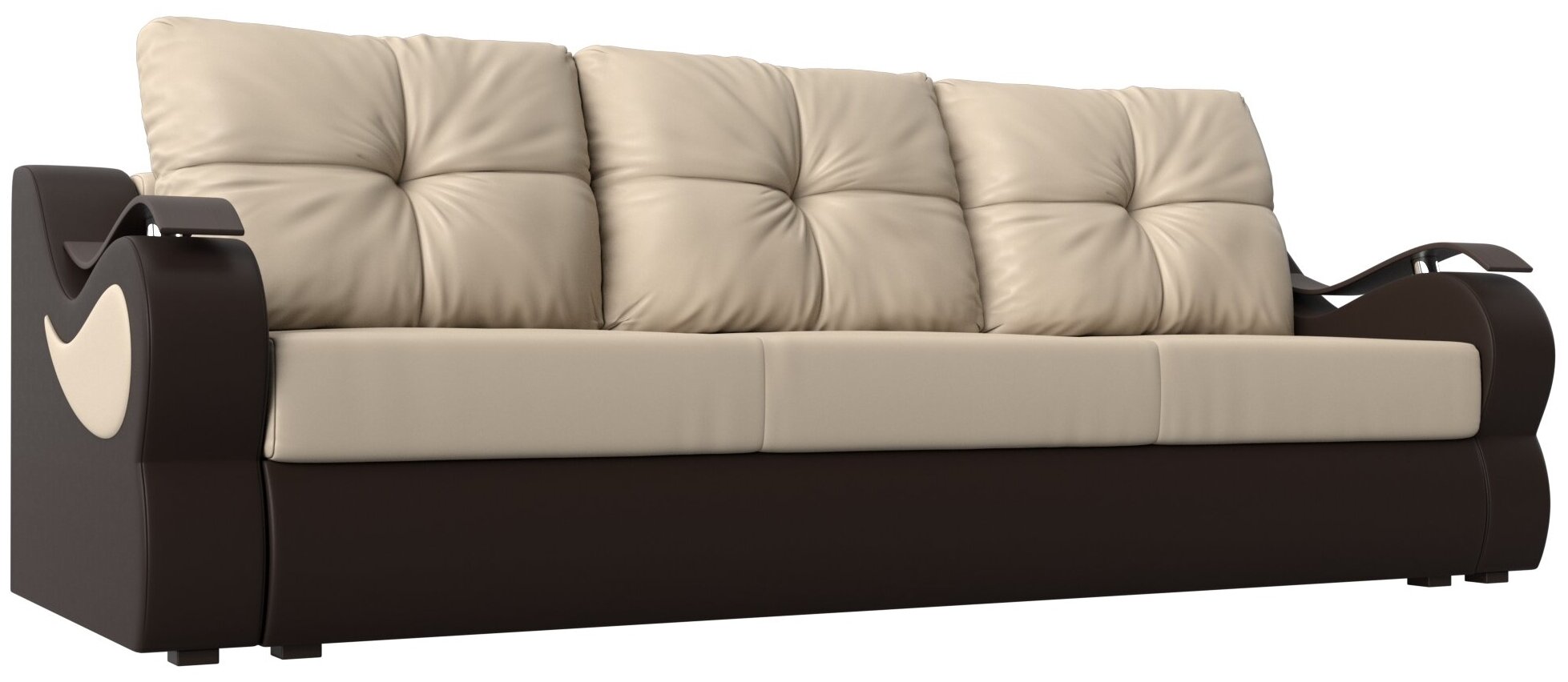 фото Диван АртМебель Меркурий экокожа бежевый/коричневый прямой