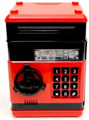 Электронная копилка-сейф с кодовым замком черная/красная