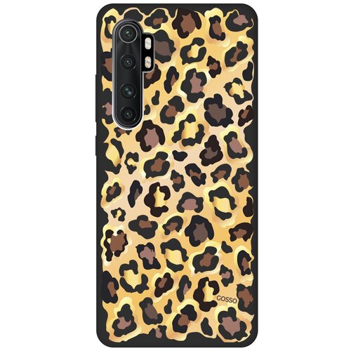фото Ультратонкая защитная накладка soft touch для xiaomi mi note 10 lite с принтом "cheetah" черная gosso
