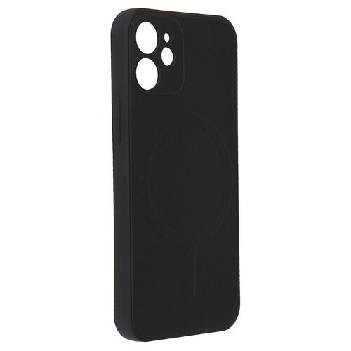 Чехол DF для APPLE iPhone 12 mini c микрофиброй Silicone Black iMagnetcase-01