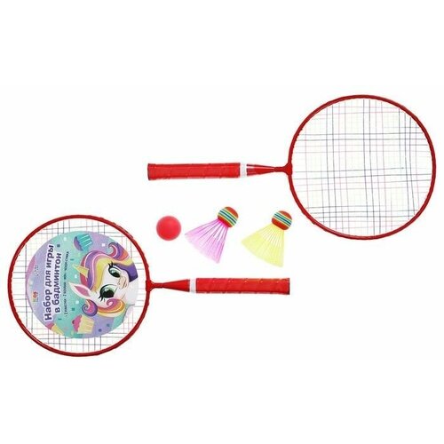 Набор для бадминтона Друзья 2 ракетки 44 см 2 волан мяч в чехле 1073₽