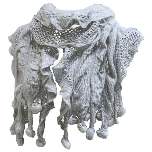 Шарф Crystel Eden,180х40 см, one size, серый шарф накладка женский вязаный однотонный черный