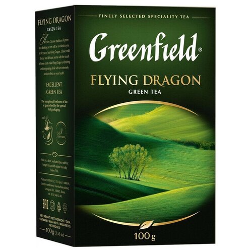 Чай зеленый среднелистовой Гринфилд флаинг драгон Greenfield Flying Dragon, 14 шт по 100 г