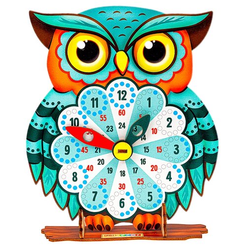 Часы SmileDecor Совушка П901, 21.5х17.5 см, голубой/синий/оранжевый часы совушка smiledecor дидактическое пособие п901