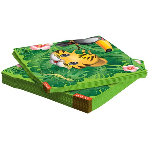 фото Салфетки, смайл, emoji, джунгли, зеленый, 33*33 см, 12 шт. дон баллон