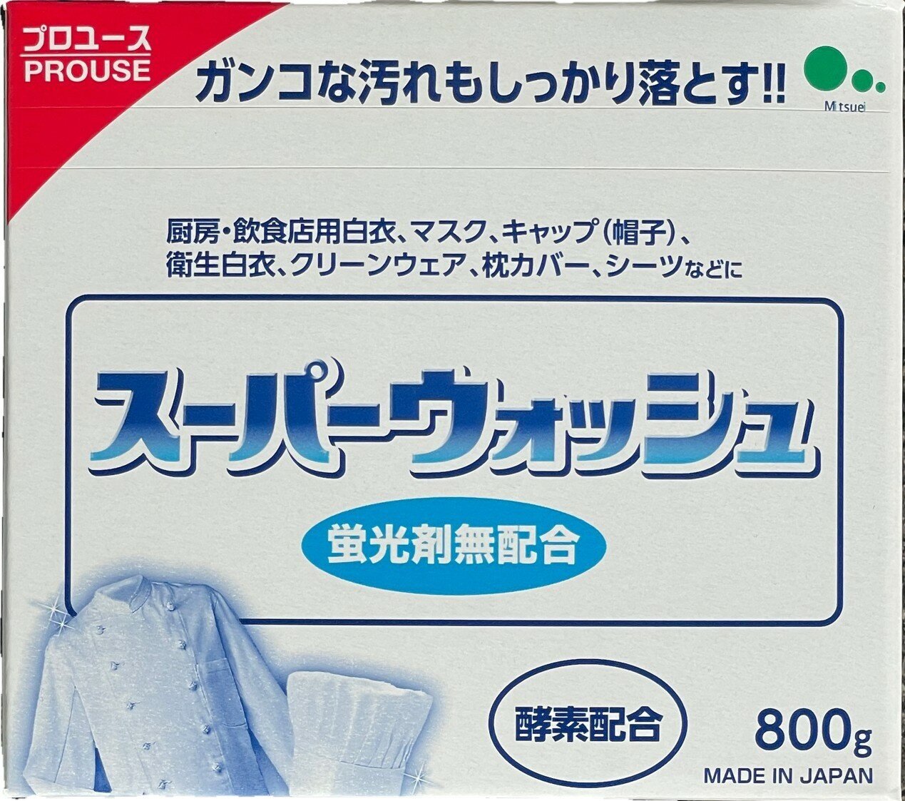 Стиральный порошок Mitsuei, Мощный отбеливающий порошок стиральный автомат "Super Wash" 800 гр. для стирки белого белья с ферментами, автомат Япония
