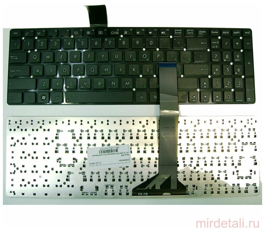 Клавиатура для ноутбука Asus K55 X501 K55XI черная без рамки (вертикальный Enter) 006663