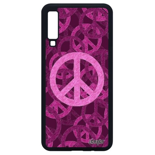 фото Противоударный чехол на телефон // galaxy a7 2018 // "peace and love" рисунок пацифизм, utaupia, фиолетовый