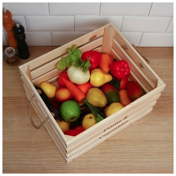 Ящик для овощей и фруктов, 40 × 30 × 20 см, деревянный - фотография № 3