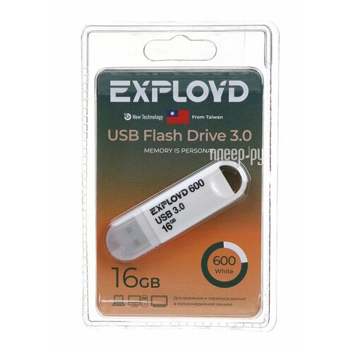 USB Flash Drive 16Gb - Exployd 600 EX-16GB-600-White usb flash drive 16gb exployd 580 ex 16gb 580 blue