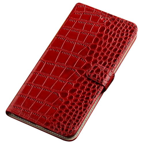 фото Чехол-книжка mypads premium для lg g flex 2 (h959) из качественной импортной натуральной кожи теленка с фактурной прошивкой рельефа кожи крокодила красный