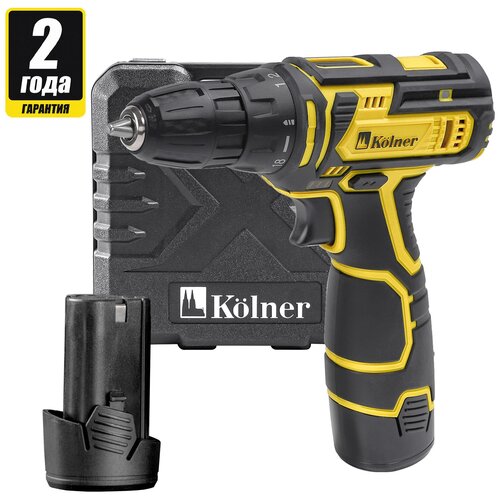 Аккумуляторная дрель-шуруповерт Kolner KCD 12-2LC черно-желтый 330000₽