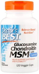 Глюкозамин и хондроитин Doctor's Best, Glucosamine Chondroitin With MSM, 120 вег. капсул, 120 капсул