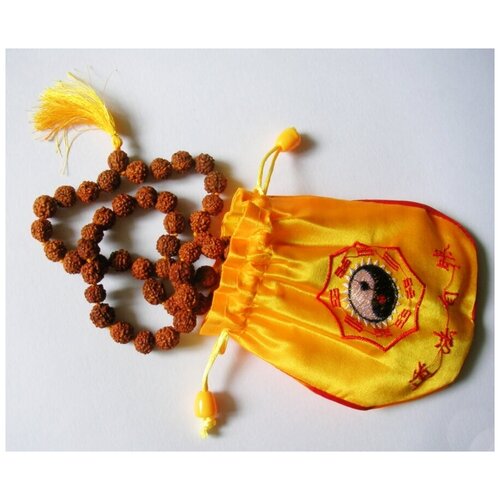 Четки из Священного дерева рудракши 108 бусин (9 мм) с мешочком, Индия, слезы сострадания Бога Шивы