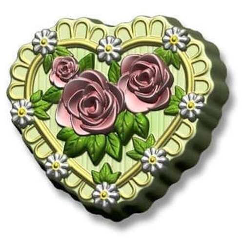 Пластиковая форма Сердце из роз / форма для мыла / форма для шоколада цветок на сердце форма для мыла пластиковая