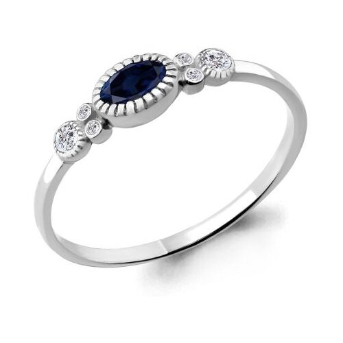 фото Серебряное кольцо aquamarine а68110б с фианитом и гидротермальным сапфиром diamant-online