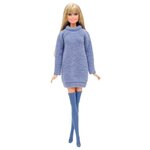 Barbie Elenpriv Одежда для кукол Барби - Голубое платье-свитер и гольфы - изображение