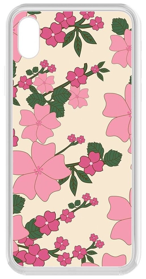 Чехол-накладка Krutoff Clear Case Женский день - Цветочный паттерн 1 для iPhone XR