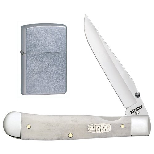 Zippo 50596_207 Нож перочинный zippo smooth natural bone trapperlock, 105 мм, цвет слоновой кости