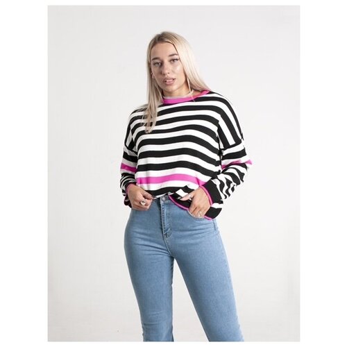 фото Свитер женский в полоску с длинным рукавом турция