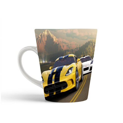 фото Кружка-латте coolpodarok forza horizon желтое и белое авто трасса