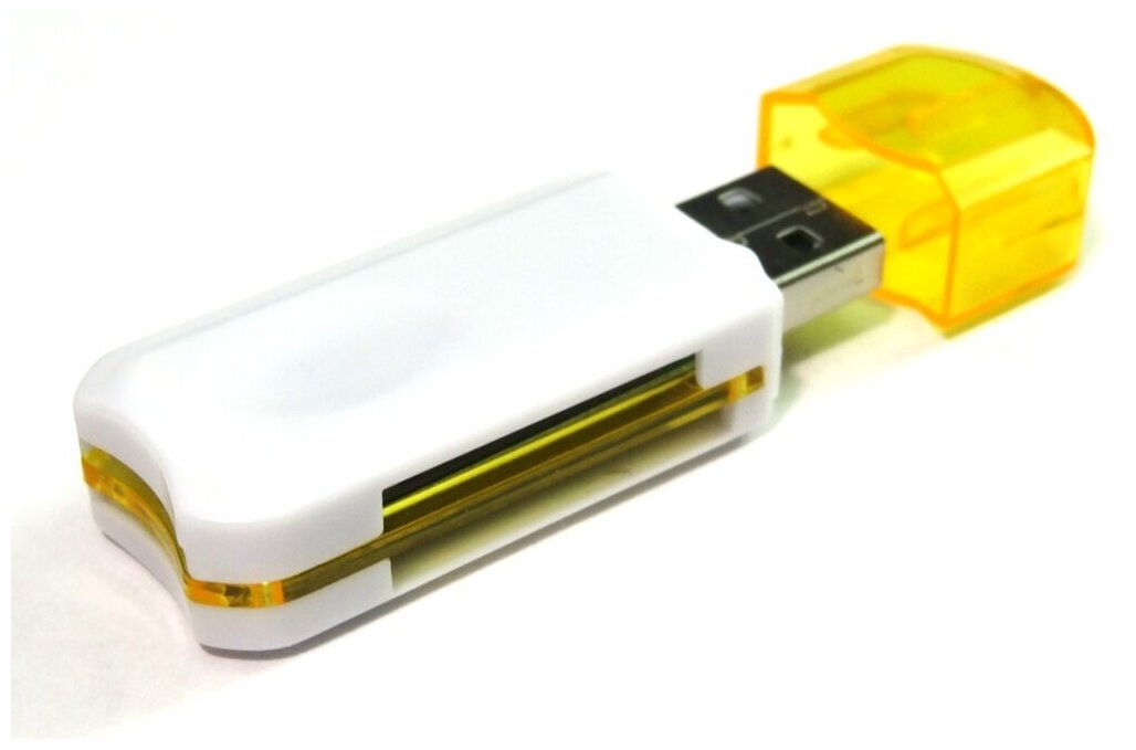 Адаптер USB 2.0, кардридер SD, microSD и тд желтый